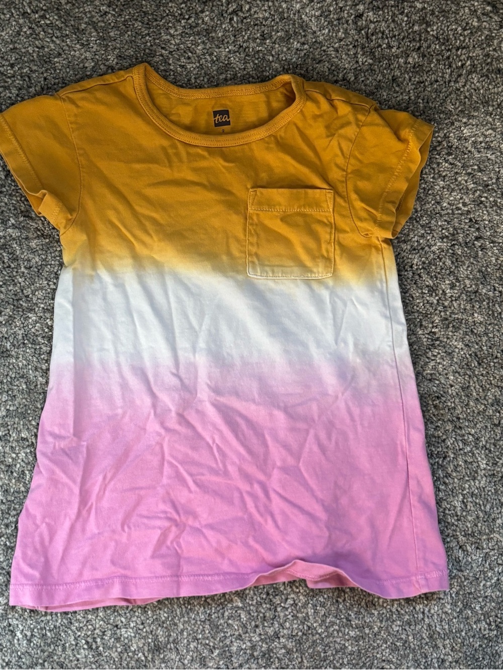 Tea Collection Yellow White Pink Ombré Pocket T-shirt Dress
